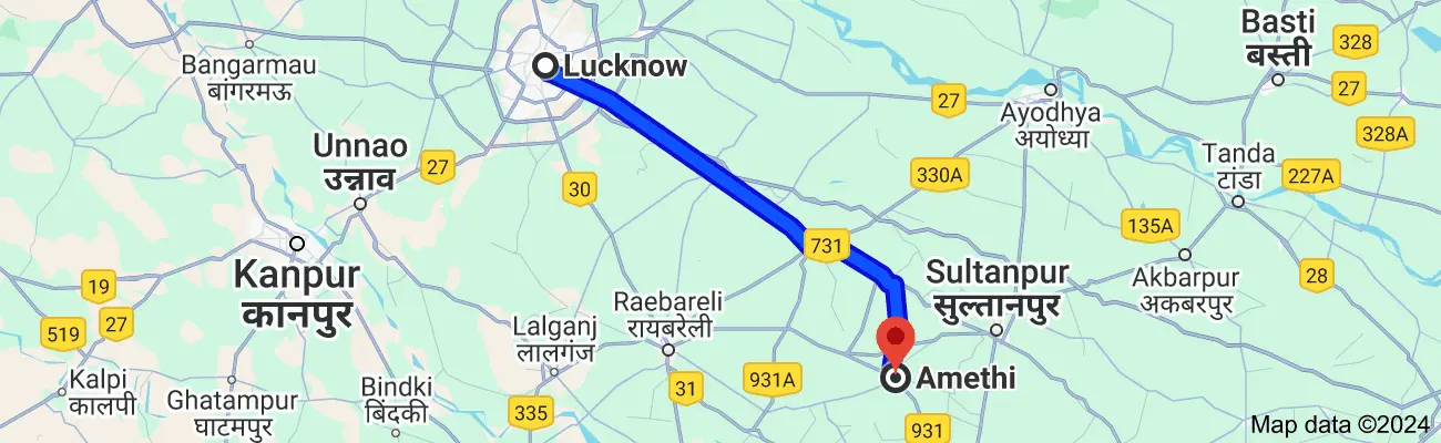 Lucknow To Amethi Distance