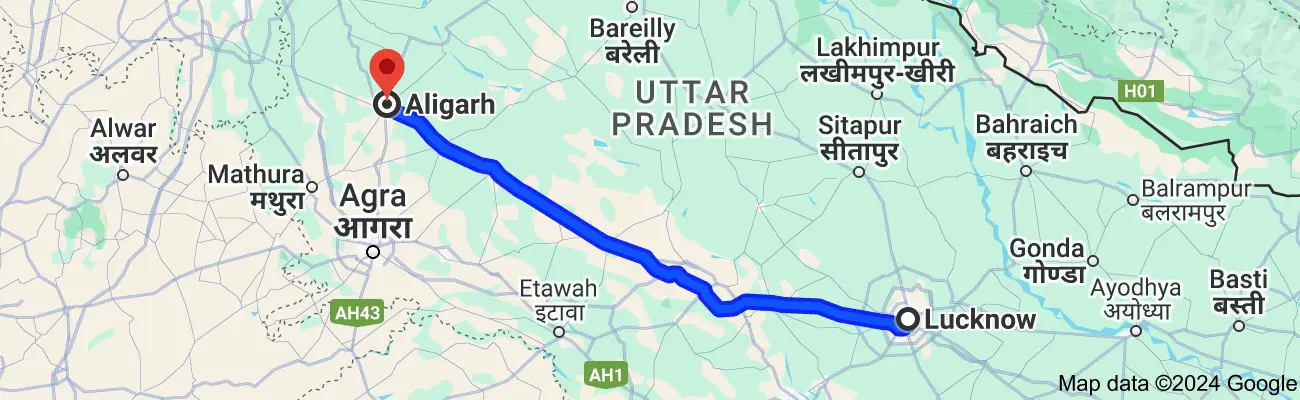 Distance Between Lucknow to Aligarh